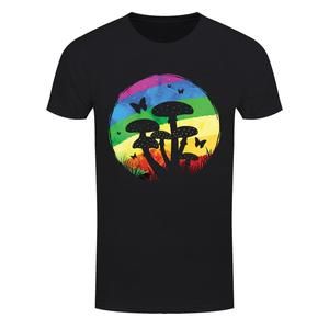 Rainbow Mushroom Mens Black Tshirt